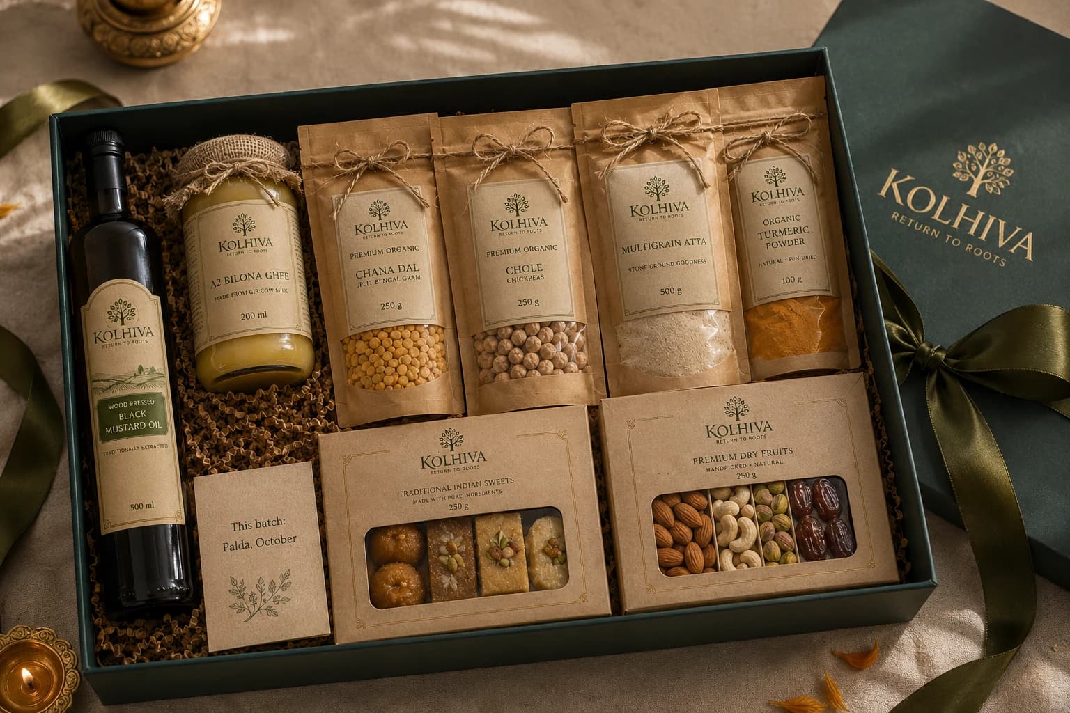 Kolhiva Diwali gift box, open